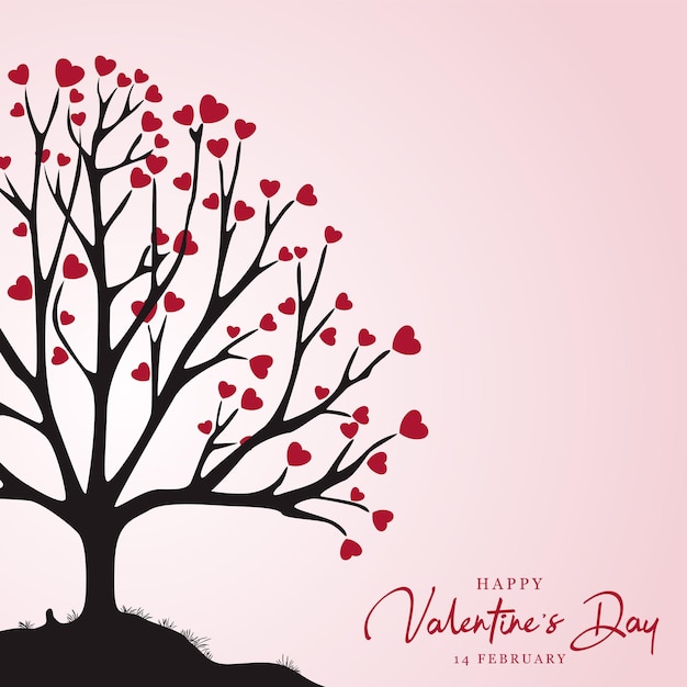 Feliz día de san valentín con fondo de árbol de corazón