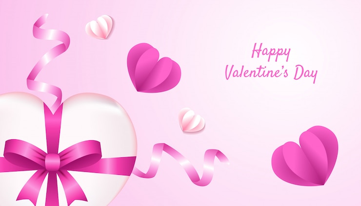 Vector feliz día de san valentín fondo con forma de corazón 3d