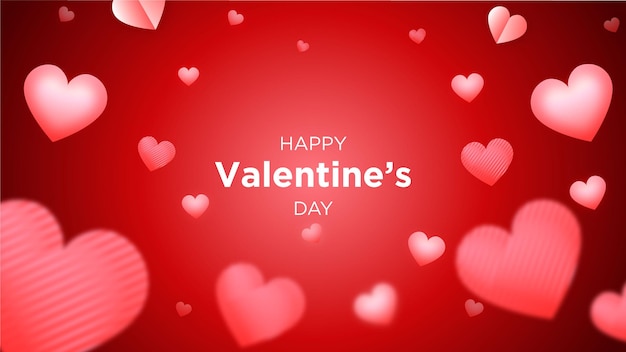 Feliz día de San Valentín fondo o banner con corazones dulces en rojo.