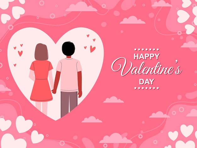 Feliz día de san valentín fondo o banner encantador romance color rosa estilo moderno diseño vectorial