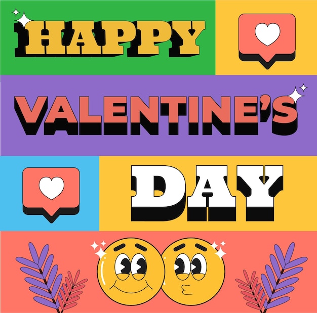 Vector feliz día de san valentín ilustración, diseño vectorial. estilo de publicación de instagram.