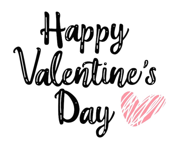 Feliz día de San Valentín letras caligrafía con forma de corazón diseño de plantilla romántico para celebrar
