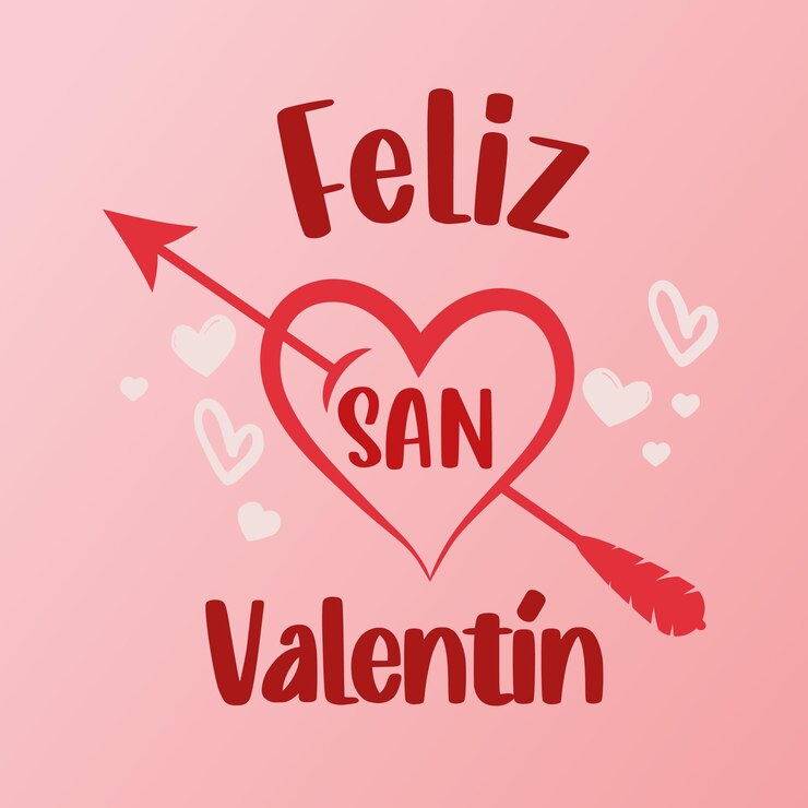 Vector feliz día de san valentín letras en español romántico con corazón y flechas