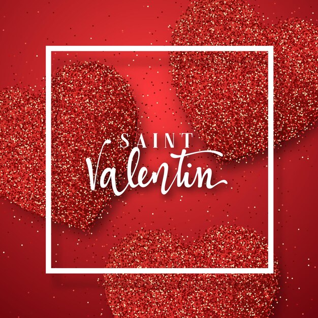 Feliz día de san valentín. letras inscripción francesa hecha a mano. san valentín. tarjeta de felicitación sobre fondo de corazón rojo brillante. decoración para el diseño de folletos, carteles, web. amor de celebración mundial