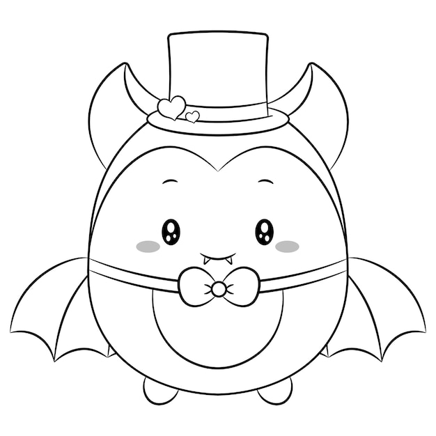 Vector feliz día de san valentín lindo bebé murciélago dibujo boceto para colorear
