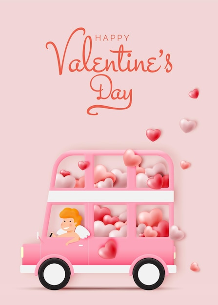 Feliz día de san valentín con lindo cupido e ilustración de estilo