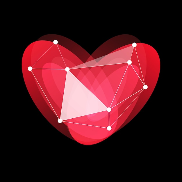 Vector feliz dia de san valentin logo rojo cristal porcelana corazon amor vacaciones saludo tarjeta de internet vector