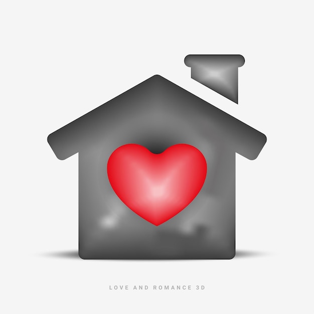 Feliz día de san valentín o corazón de amor 3D para el 14 de febrero