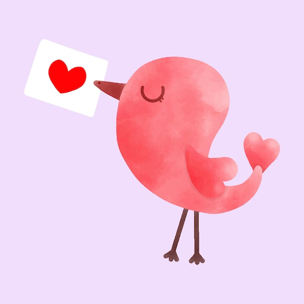 Feliz día de San Valentín pájaro aislado ilustración vectorial