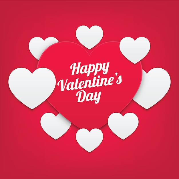 Feliz día de San Valentín con papel de corazón cortado sobre fondo rojo