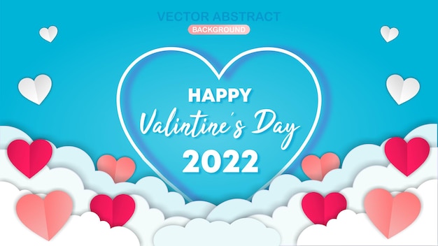 Feliz día de san valentín papel corte tarjeta vector ilustración lindo amor venta banner o tarjeta gretting