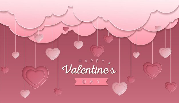 Feliz día de San Valentín papel tapiz o pancarta con corazones.