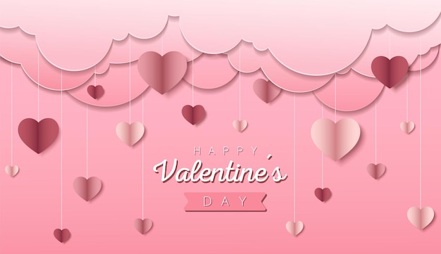 Feliz día de San Valentín papel tapiz o pancarta con corazones.