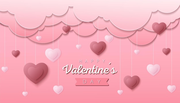 Feliz día de San Valentín papel tapiz o pancarta con corazones.