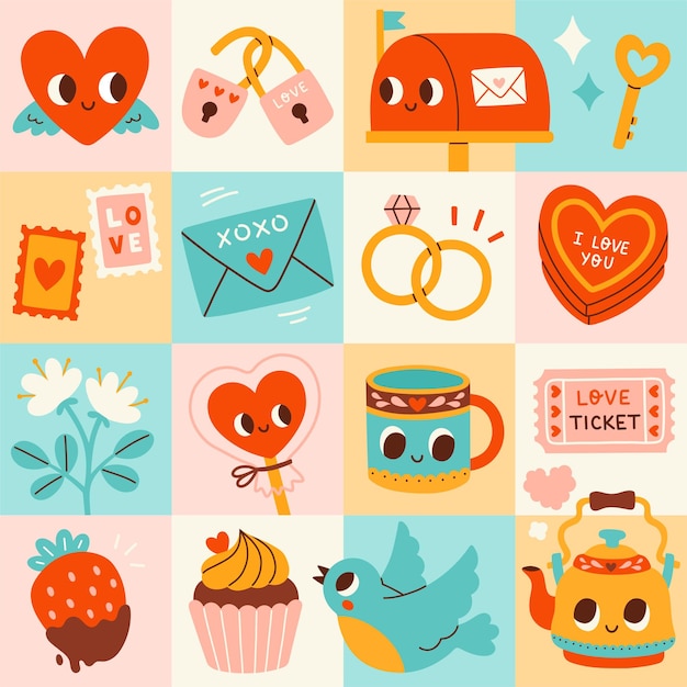 Feliz día de San Valentín patrón geométrico para tarjetas de felicitación carteles de embalaje papel de embalaje de moda