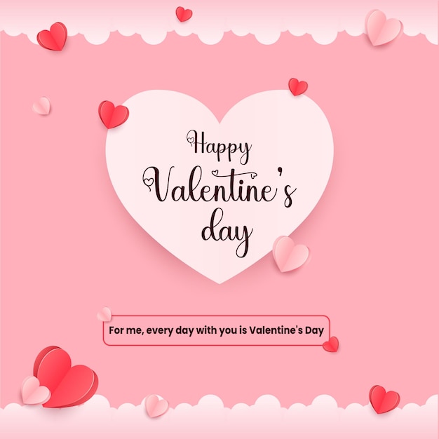 Feliz día de San Valentín plantilla de felicitación rosa día de San Valentín fondo vectorial