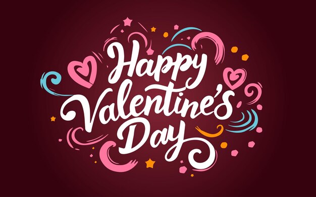 Feliz día de San Valentín con una tarjeta de felicitación en forma de corazón sobre un fondo colorido