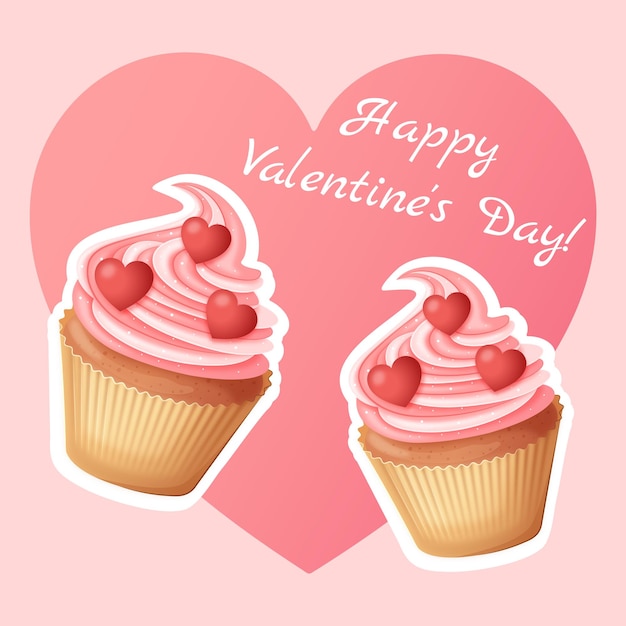 Feliz día de San Valentín tarjeta de felicitación de vacaciones con dulces dulces de vacaciones y corazones tarjeta de decoración