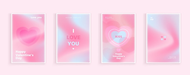 Feliz día de San Valentín tarjetas de felicitación trendy gradientes para folletos publicidad y tarjeta postal romántico lindo evento volantes para pancartas o mensajes sociales móviles diseño vectorial