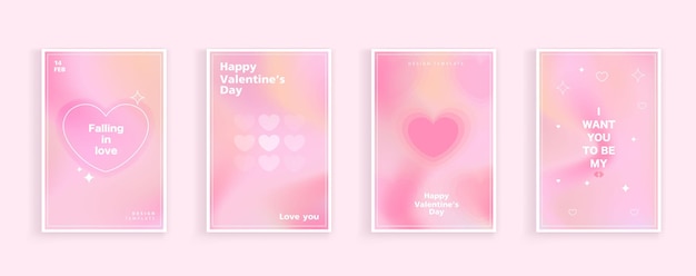 Feliz día de San Valentín tarjetas de felicitación trendy gradientes para folletos publicidad y tarjeta postal romántico lindo evento volantes para pancartas o mensajes sociales móviles diseño vectorial