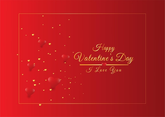 Feliz día de San Valentín y te amo banner en un fondo rojo