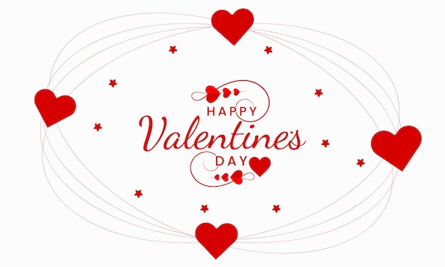 Feliz día de San Valentín Texto y fondo con corazones