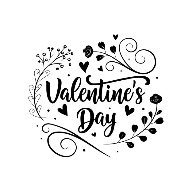 Feliz día de San Valentín tipografía en una ilustración vectorial en forma de corazón