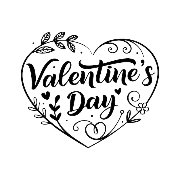 Feliz día de San Valentín tipografía en una ilustración vectorial en forma de corazón