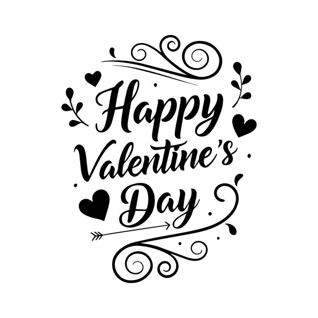 Feliz día de San Valentín tipografía en una ilustración vectorial en forma de corazón