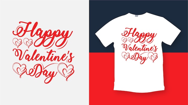 Feliz día de san valentín tipografía letras letras románticas de diseño de camiseta de promoción de amor