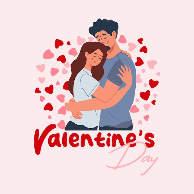 Vector feliz día de san valentín vector concepto de ilustración de pareja enamorada