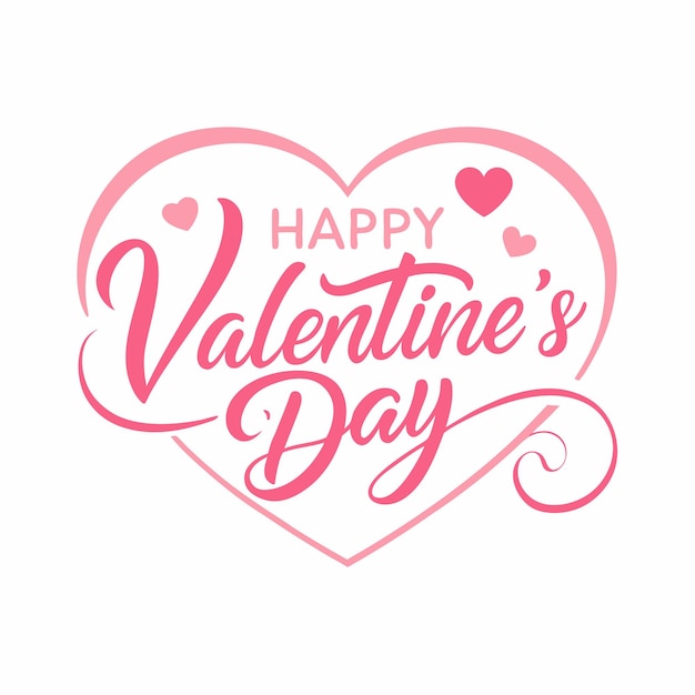 Feliz día de San Valentín Vector rosado Corazón elegante y diseño tipográfico