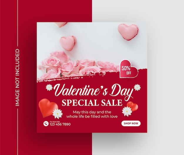 Feliz día de San Valentín venta especial publicación en redes sociales Diseño