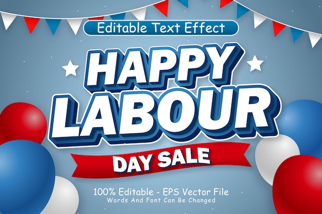 Feliz Día del Trabajo Oferta Texto Editable Efecto 3 Dimensión Relieve Estilo Moderno