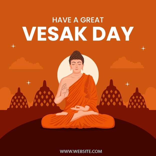 Feliz día de Vesak Banner Modelo de diseño de publicaciones en las redes sociales