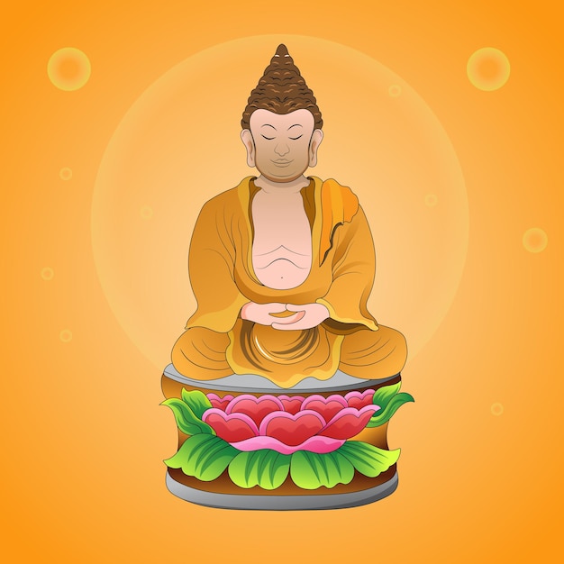 Feliz día de Vesak saludo Buda purnima vector ilustración banner graduación