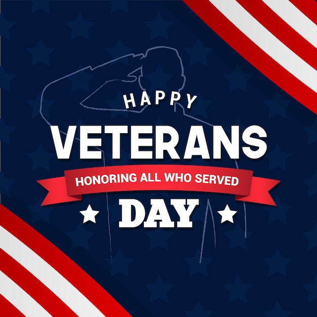 Feliz Día de los Veteranos Honrando a todos los que sirvieron Tarjeta de felicitación Ilustración vectorial