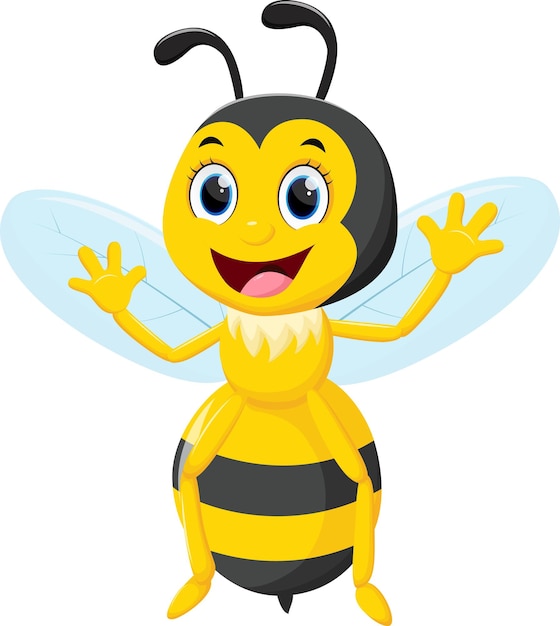 Feliz dibujos animados de abejas voladoras