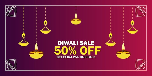 Feliz diseño de banner de venta diwali