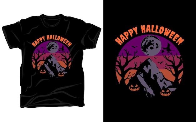 Feliz diseño de camiseta vectorial de Halloween
