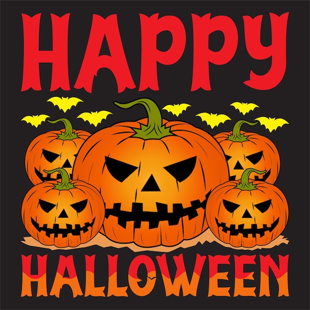 Feliz diseño de camisetas de halloween con elementos de halloween o diseño de tipografía de halloween dibujada a mano