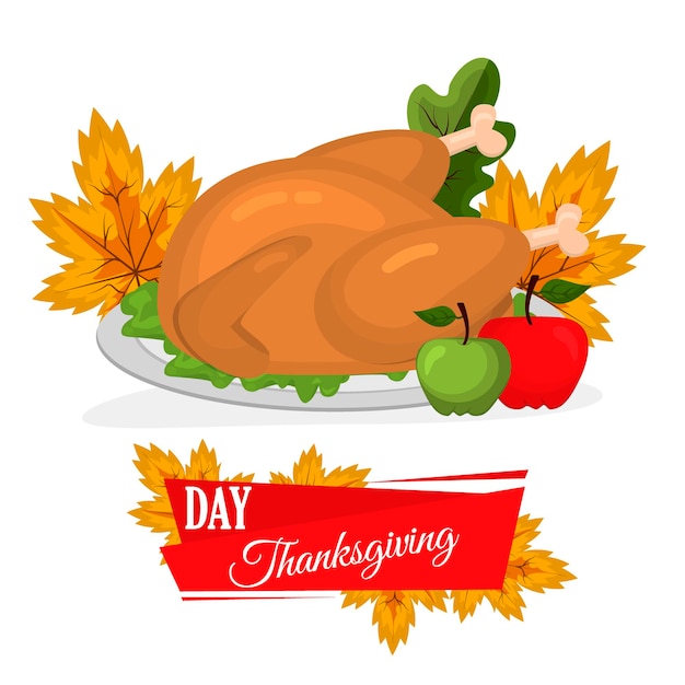 Feliz diseño de celebración de acción de gracias dibujos animados otoño saludo cosecha temporada vacaciones banner vector ilustración. Cena de comida tradicional estacional gracias dando cartel.