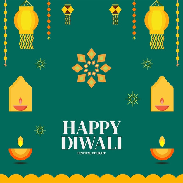 Feliz diseño de felicitación de Diwali