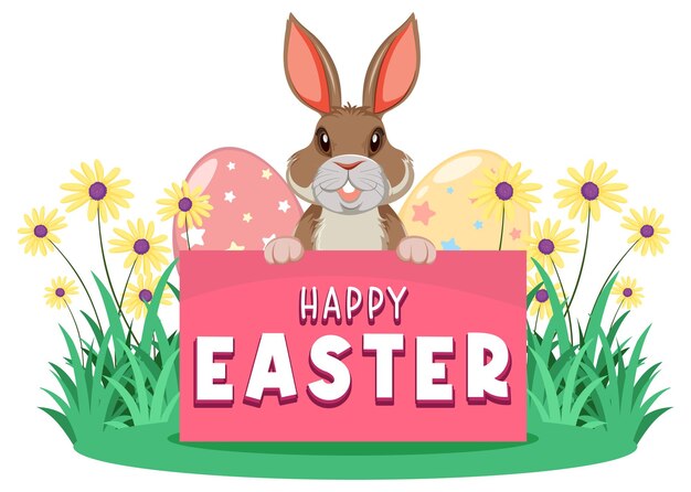 Feliz diseño de Pascua con conejito y huevo.
