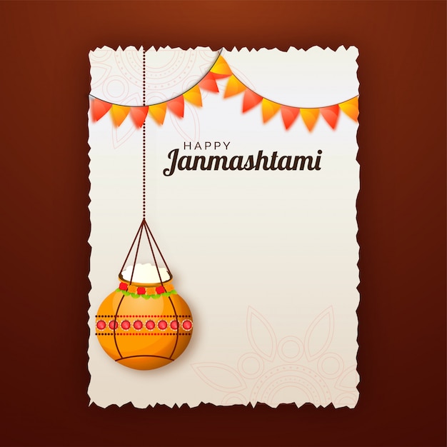 Feliz diseño de tarjeta de felicitación de celebración Janmashtami
