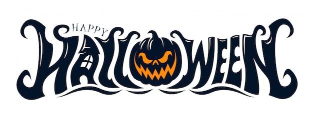 Feliz diseño de texto de Halloween