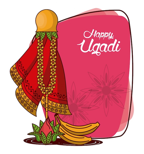 Vector feliz diseño ugadi