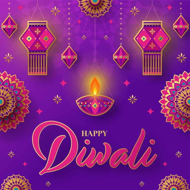 Vector feliz diwali deepavali el festival indio