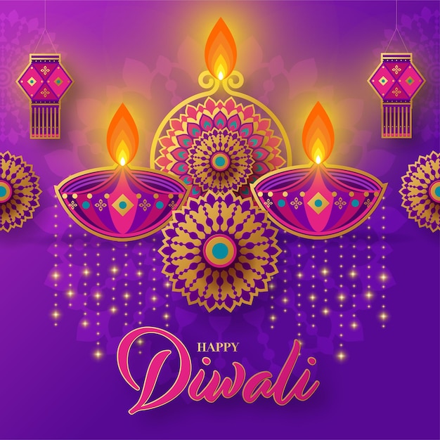 Vector feliz diwali deepavali el festival indio