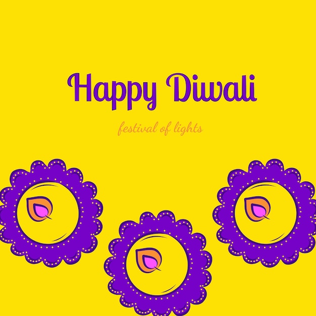 Feliz Diwali desea tarjetas ilustraciones vectoriales en estilo Doodle